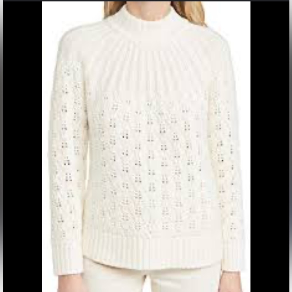 Madewell Hannah Stitch Mix Mock Neck Pullover Size Small
